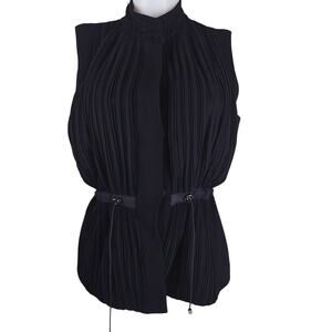 Mossaic Black Fully Lined Floral Lace Detail Snap Closure Work Womens Blouse 8